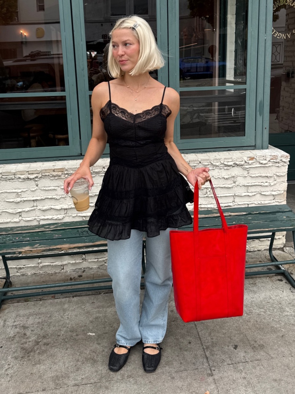 Lacey black free people mini dress blousey top